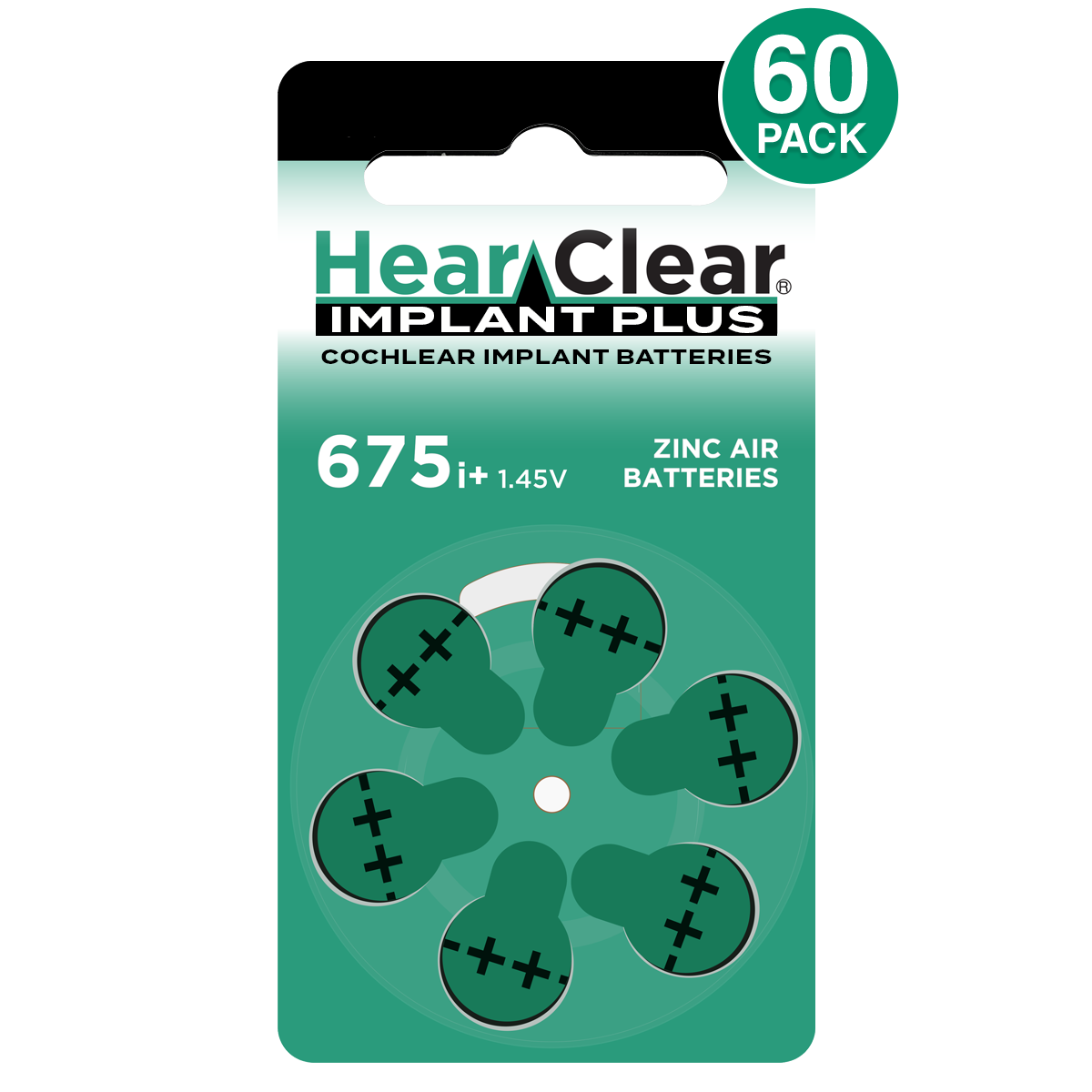 Hearclear Premium Plus Size 675P Cochlear Implant Battery (60 pcs.)