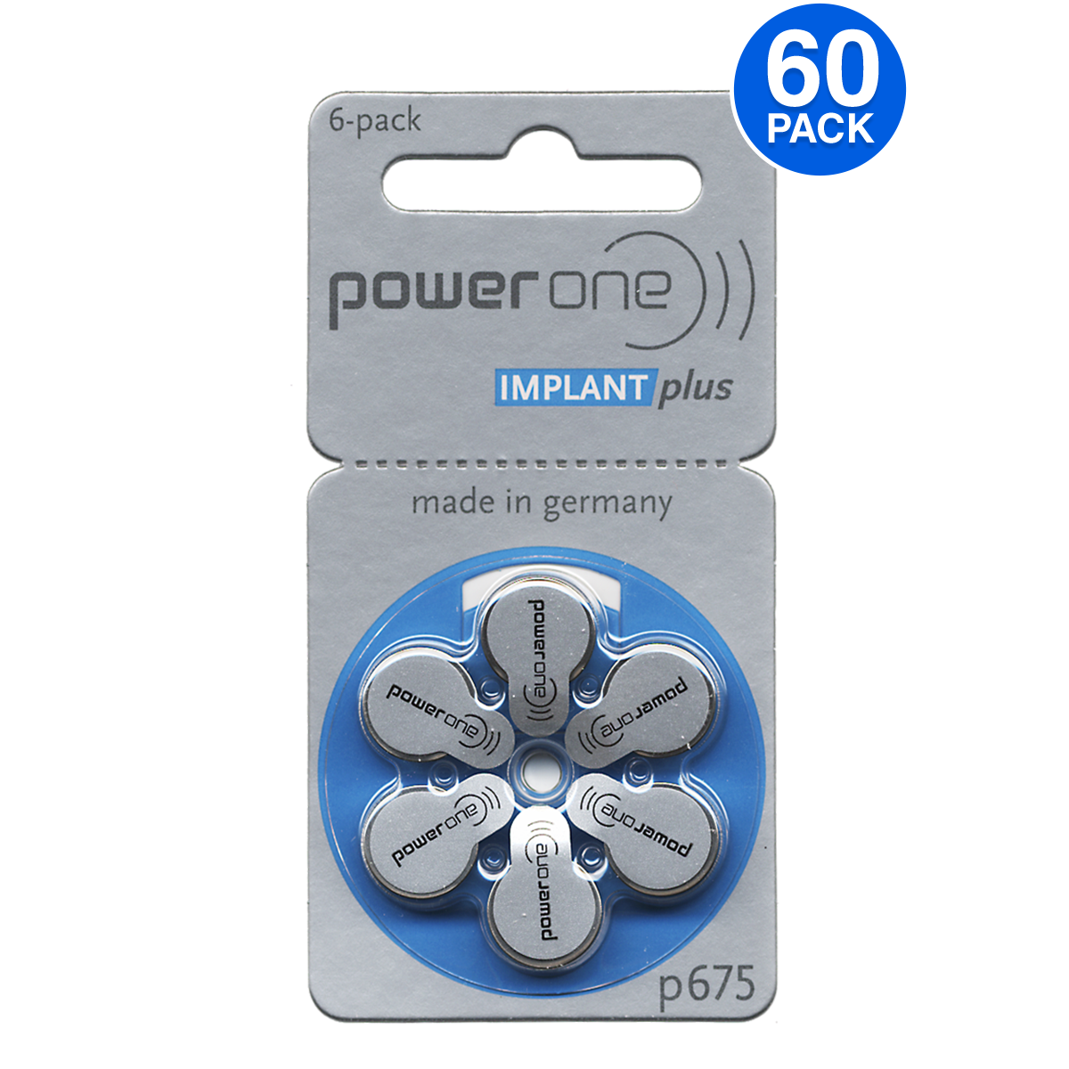 Power One IMPLANT Plus Battery, Size P675, Mercury-Free (60 pcs.)